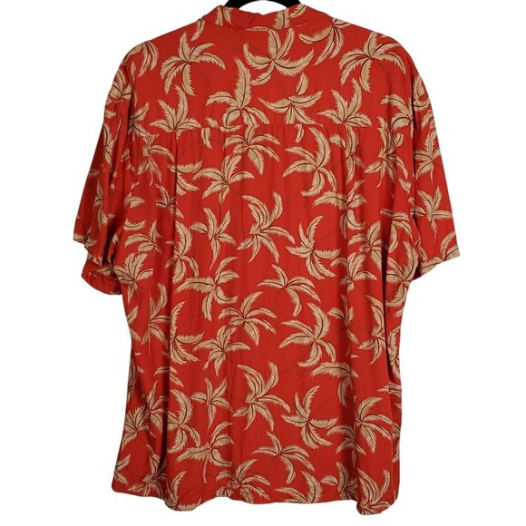 Paradise Found Honolulu Hawaii Mens Shirt Red Palm Tree XL Button Up Aloha Top - Picture 2 of 7